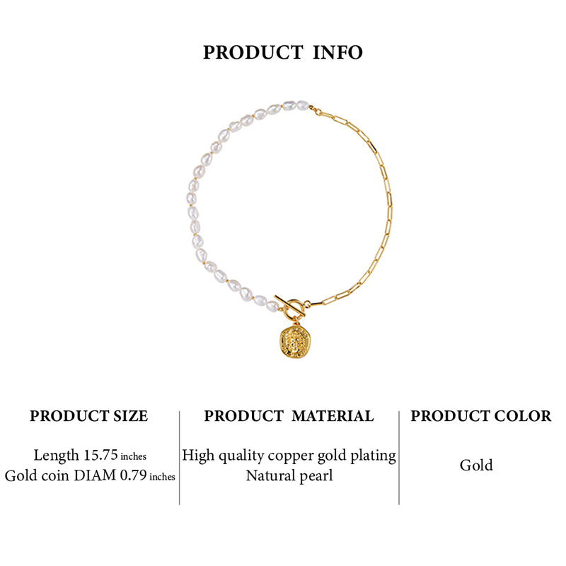 EgoGold Coin Stitching Chain OT Buckle Necklace