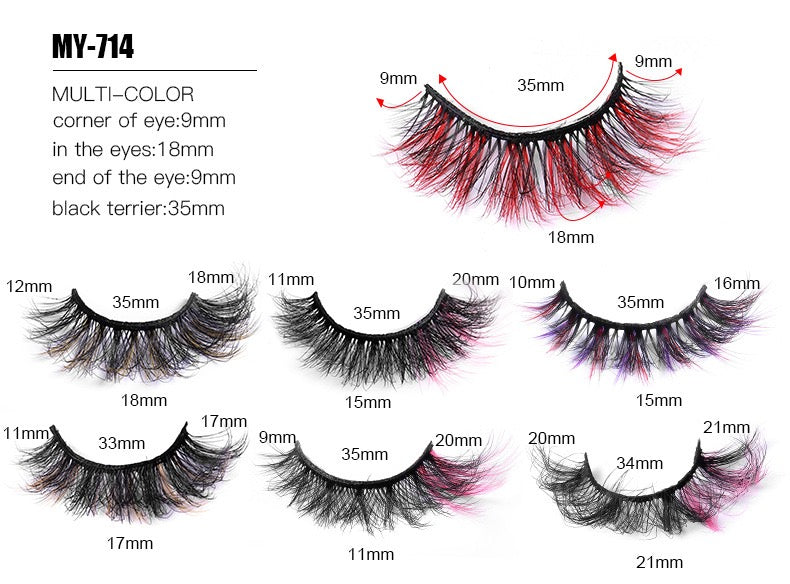 Fofosbeauty Colored Lashes Fluffy False Eyelashes with Color for Cosplay (Colored lashes-7P)