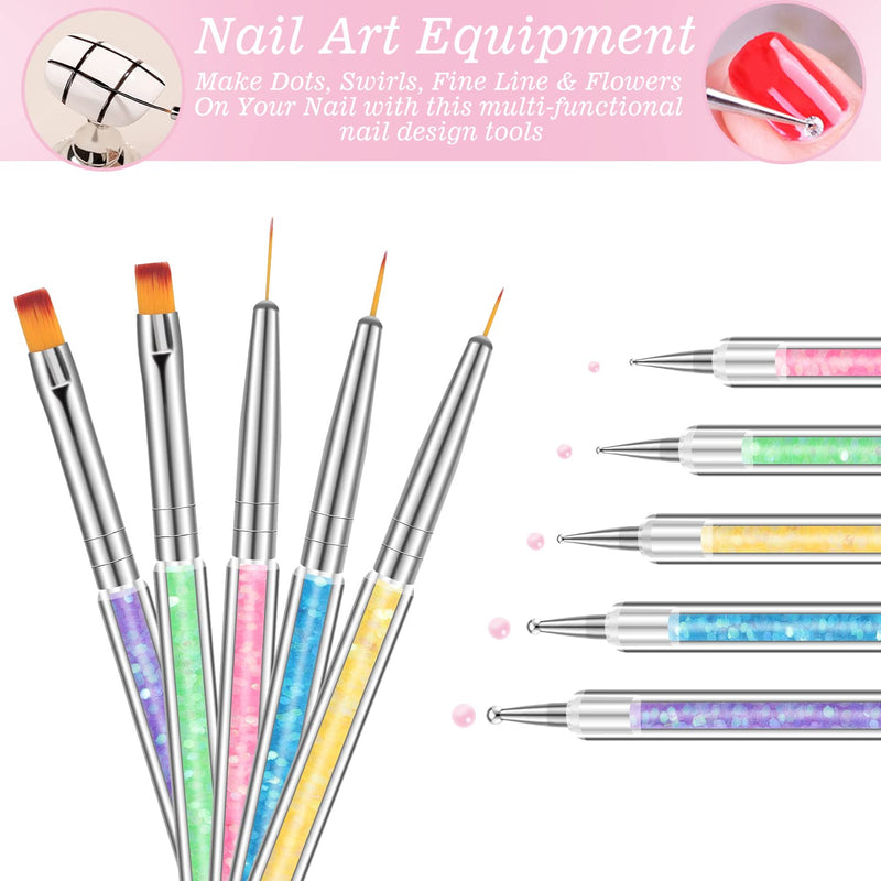 Fofosbeauty 5 Pcs Double-Ended Nail Art Brushes
