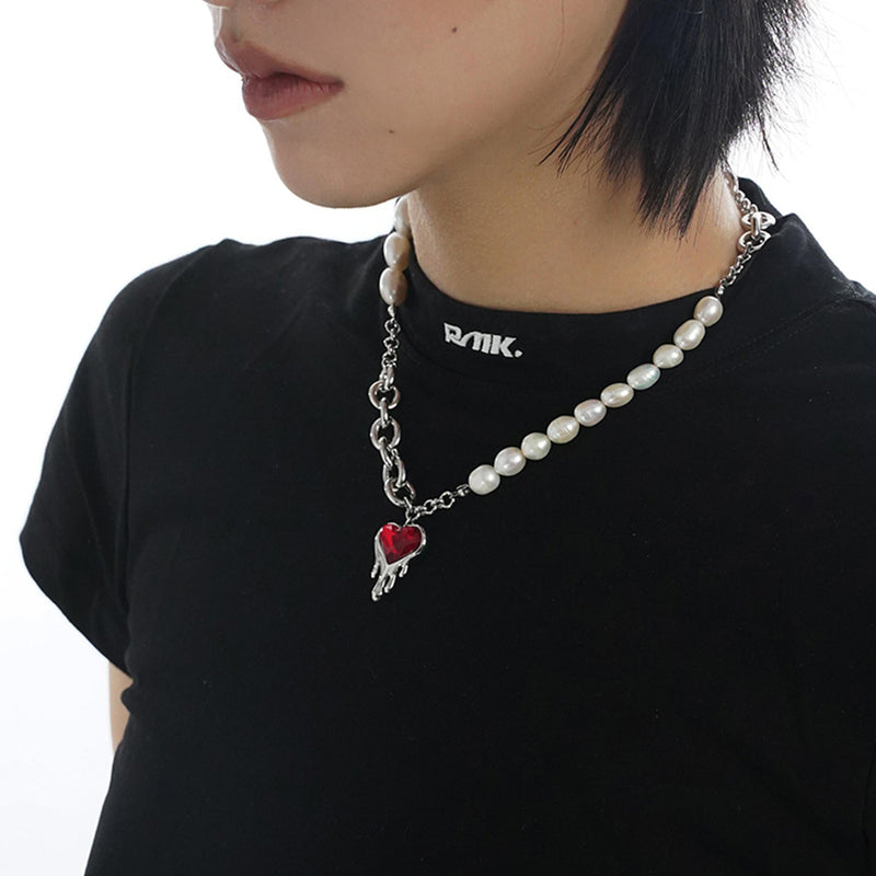Pearl Bloodthirsty Love Heart Necklace