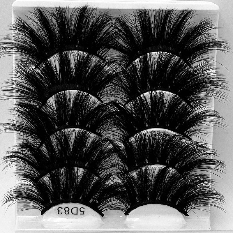 Fofosbeauty False Eyelashes Fluffy 25MM Lashes 3D Mink Long Thick 【5 Pairs Multipack】