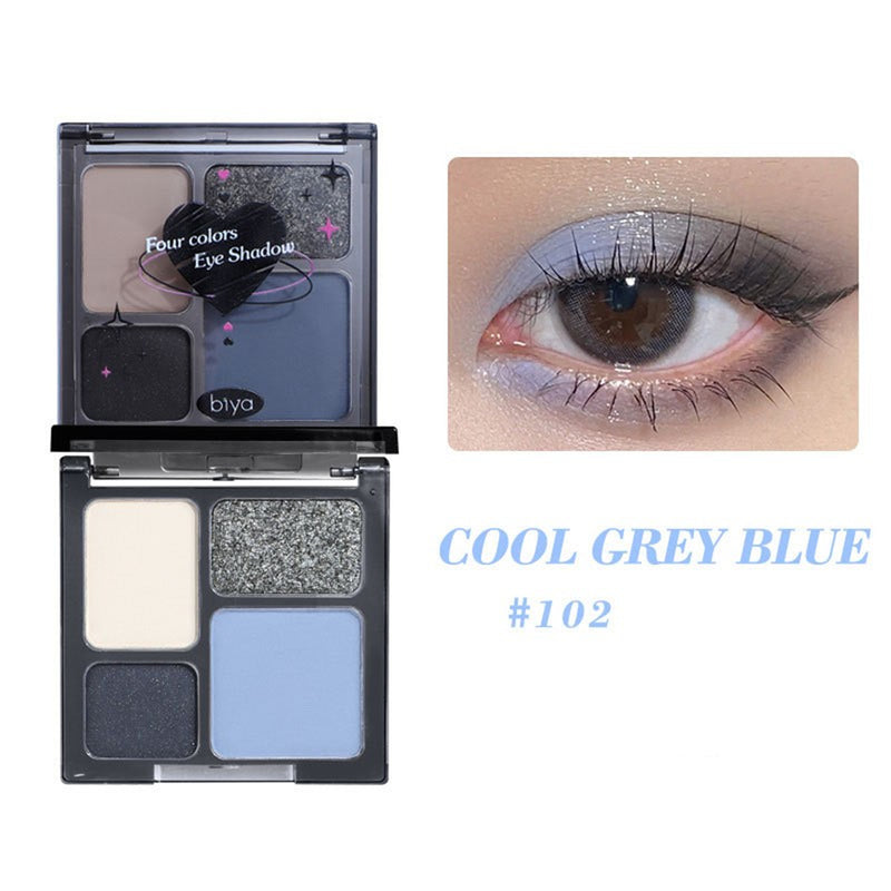 Y2k four-color eye shadow matte pearl shimmer, dark punk metal smoked makeup