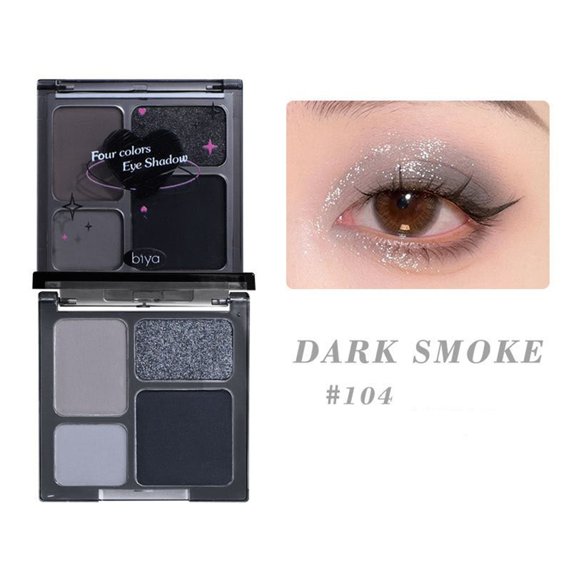 Y2k four-color eye shadow matte pearl shimmer, dark punk metal smoked makeup