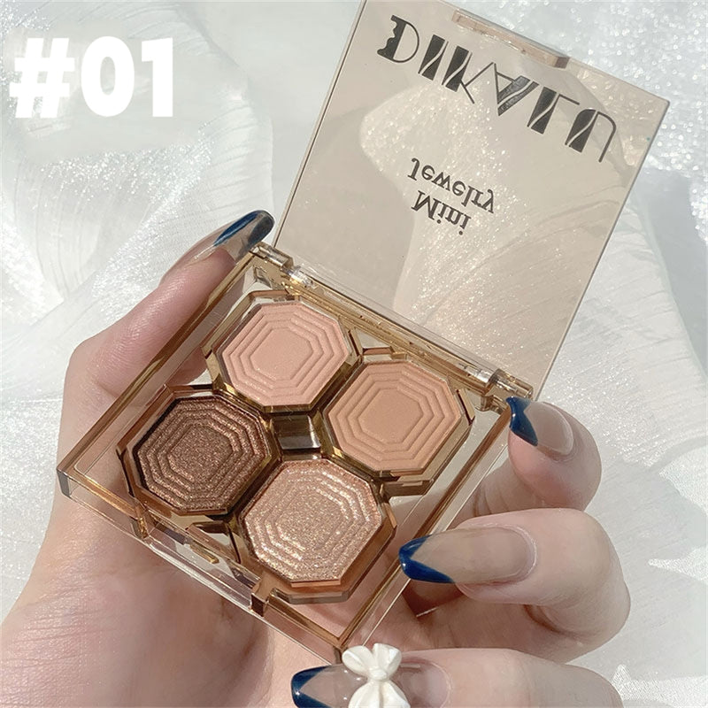 Brilliant gem four-color eye shadow pearlescent matte student daily earth tone parity make-up eye shadow palette