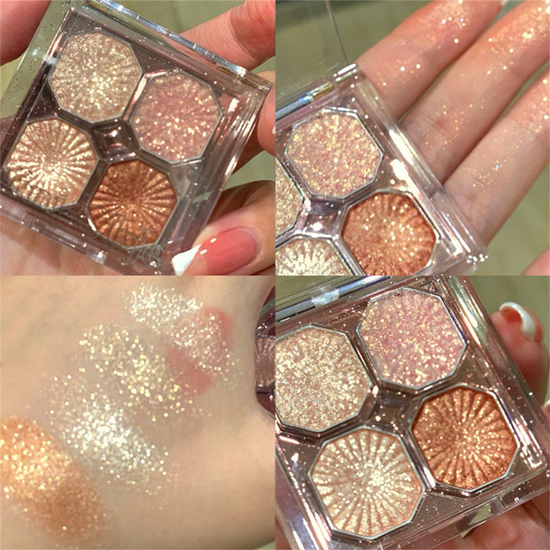 Brilliant gem four-color eye shadow pearlescent matte student daily earth tone parity make-up eye shadow palette