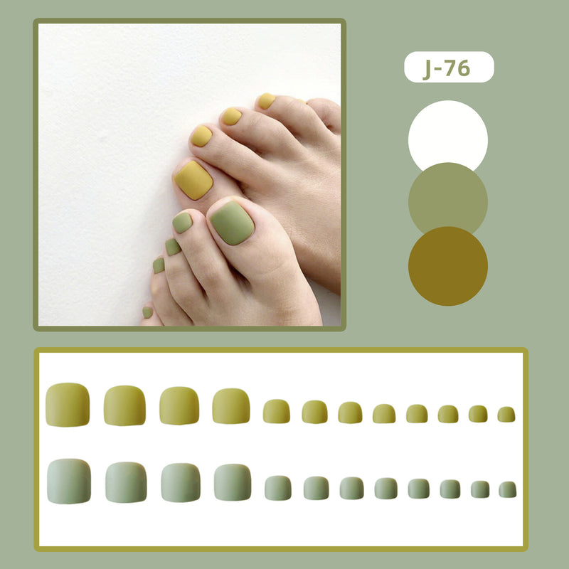 Toe nail Green Yellow matte