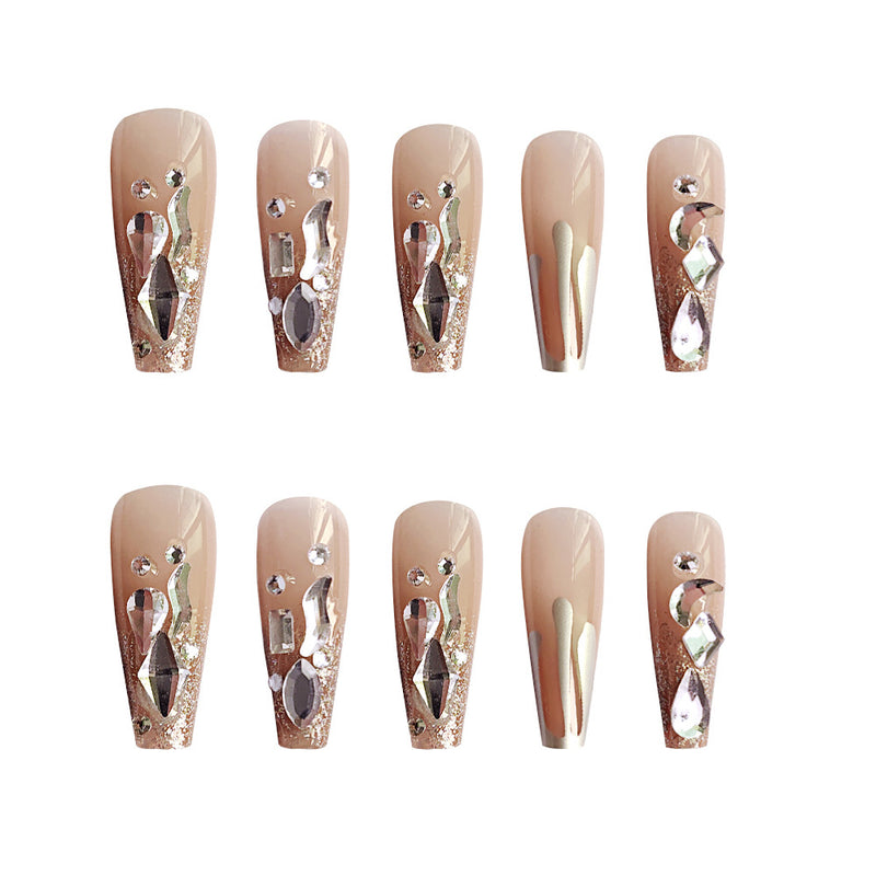 Coffin gel nude with diamonds on top