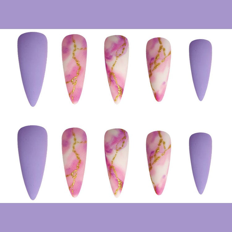 Stiletto purple and pink marble