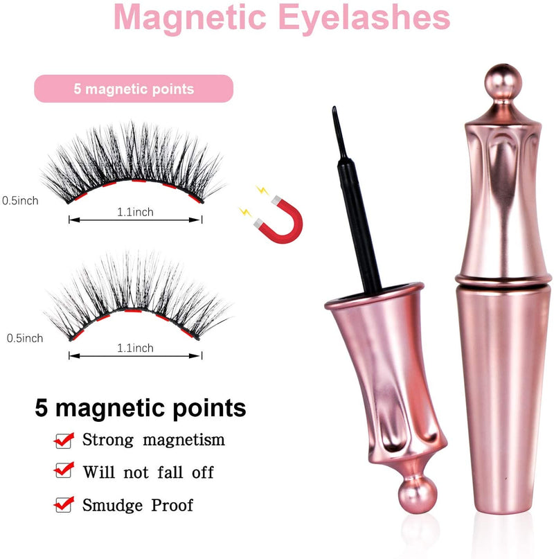 Fofosbeauty [5 Pairs] 3D Magnetic Eyelashes and Eyeliner Kit