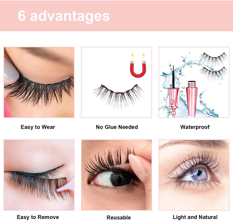 Fofosbeauty [5 Pairs] 3D Magnetic Eyelashes and Eyeliner Kit