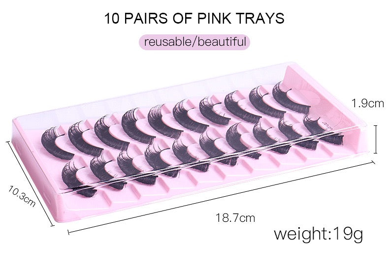 Fofosbeauty False Eyelashes Cat Eye Lashes Pack Fluffy D Curl Russian 【10 Pairs】