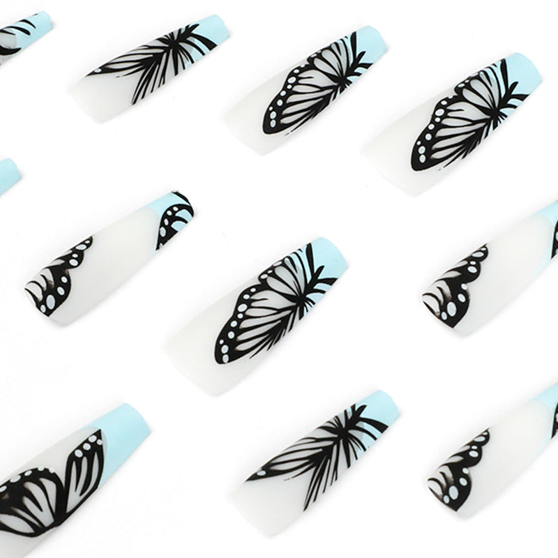 Coffin french matte mint butterfly