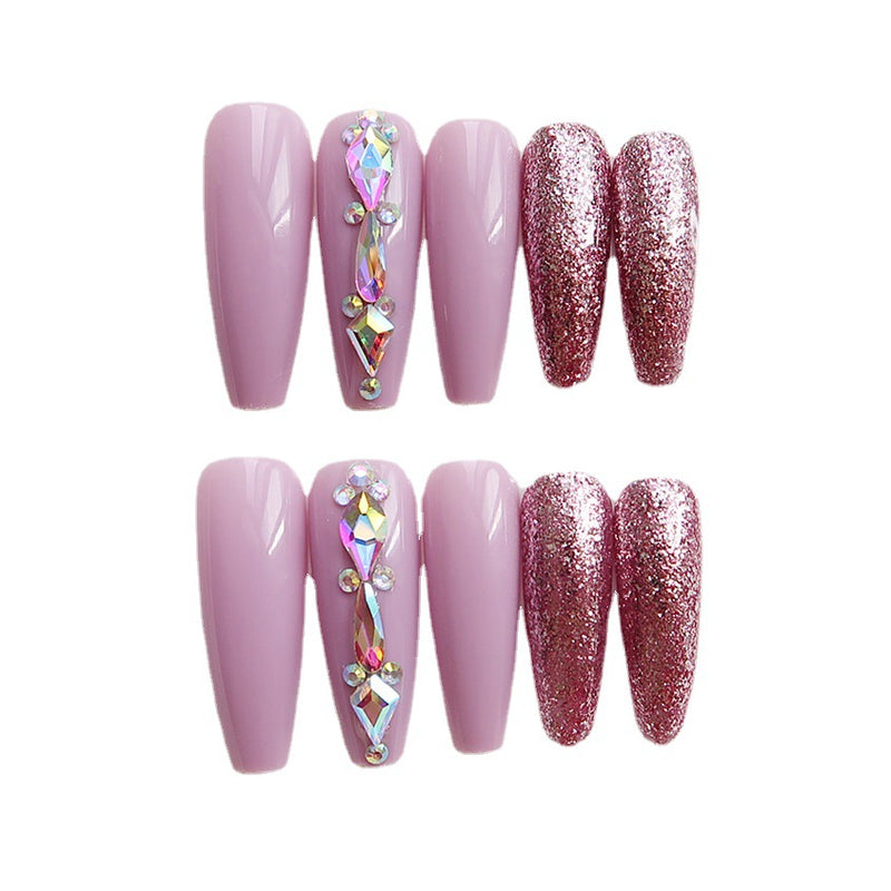 Coffin sparkle pink with diamonds