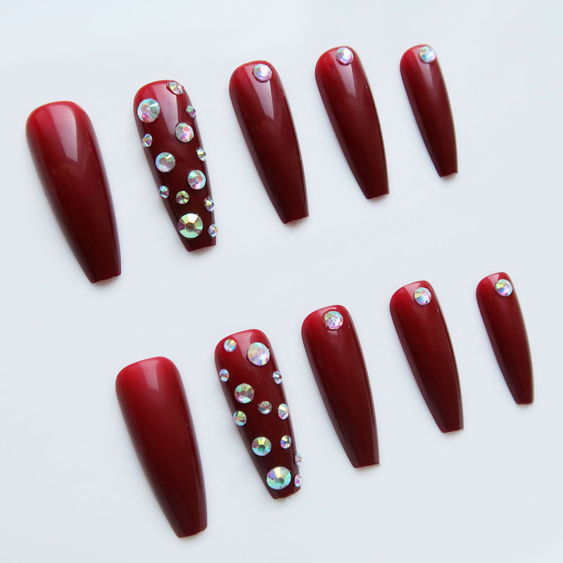 Coffin diamonds with ruby red