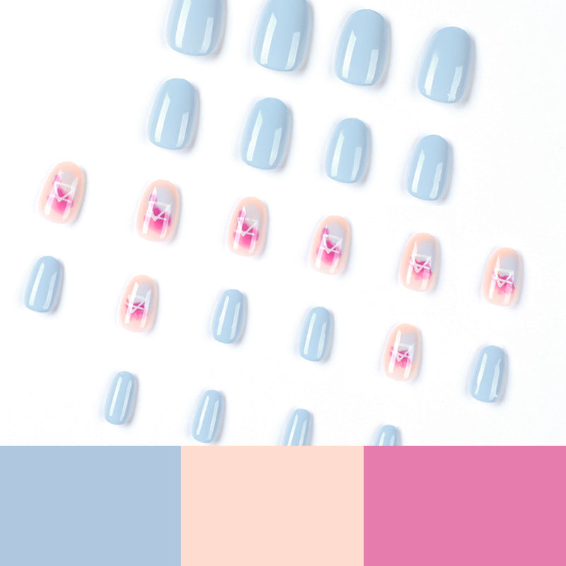 Round light blue pink print