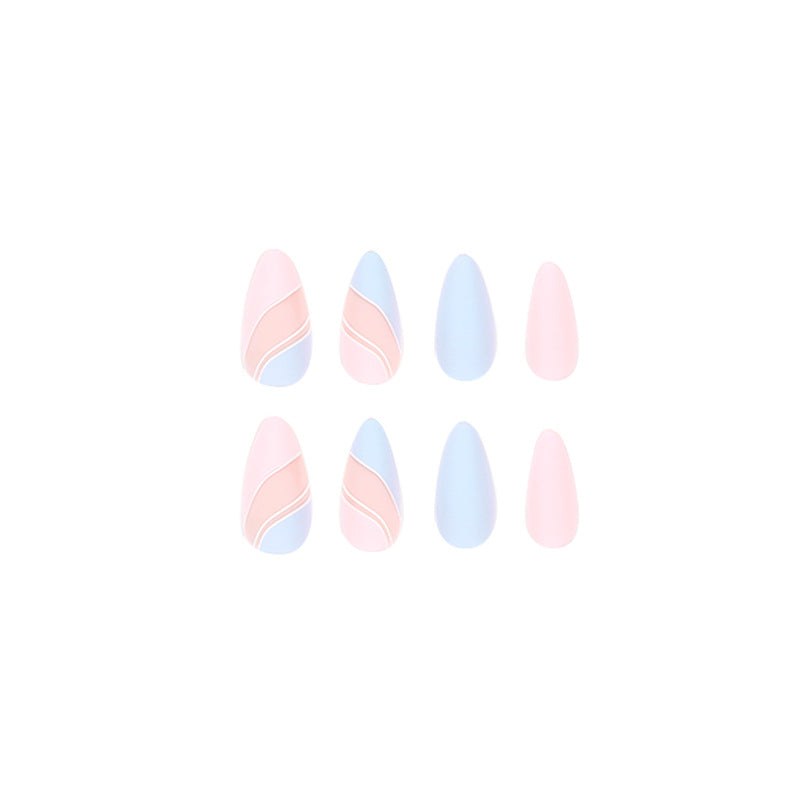 Almond matte pink blue waves