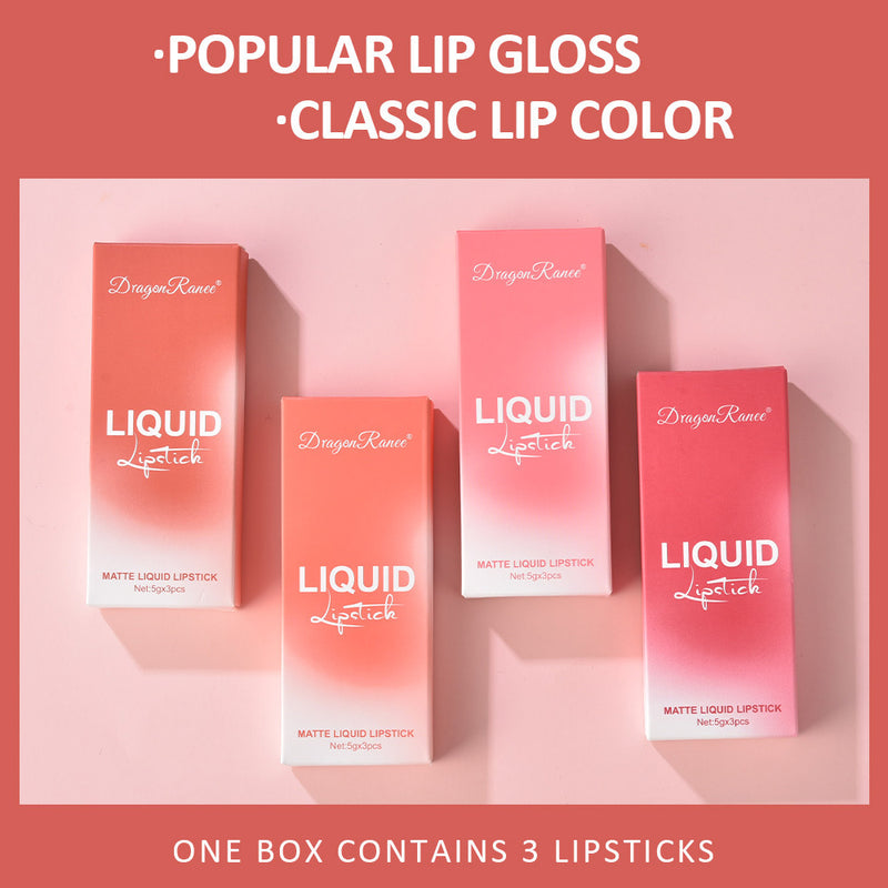 3pcs a set of high quality matte  velvet lip gloss lasting colour