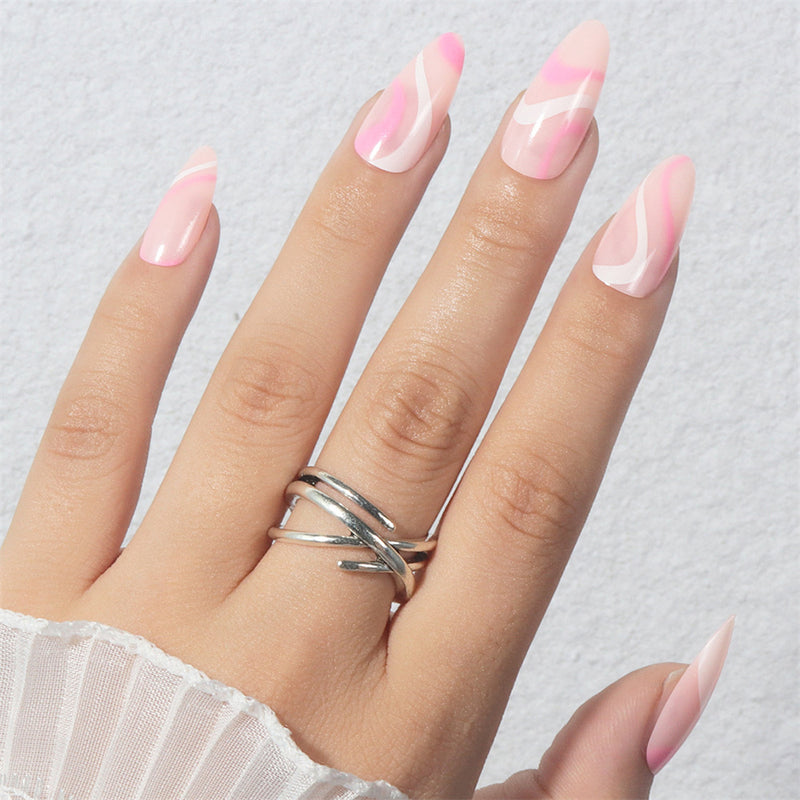 Almond Pink and white lines