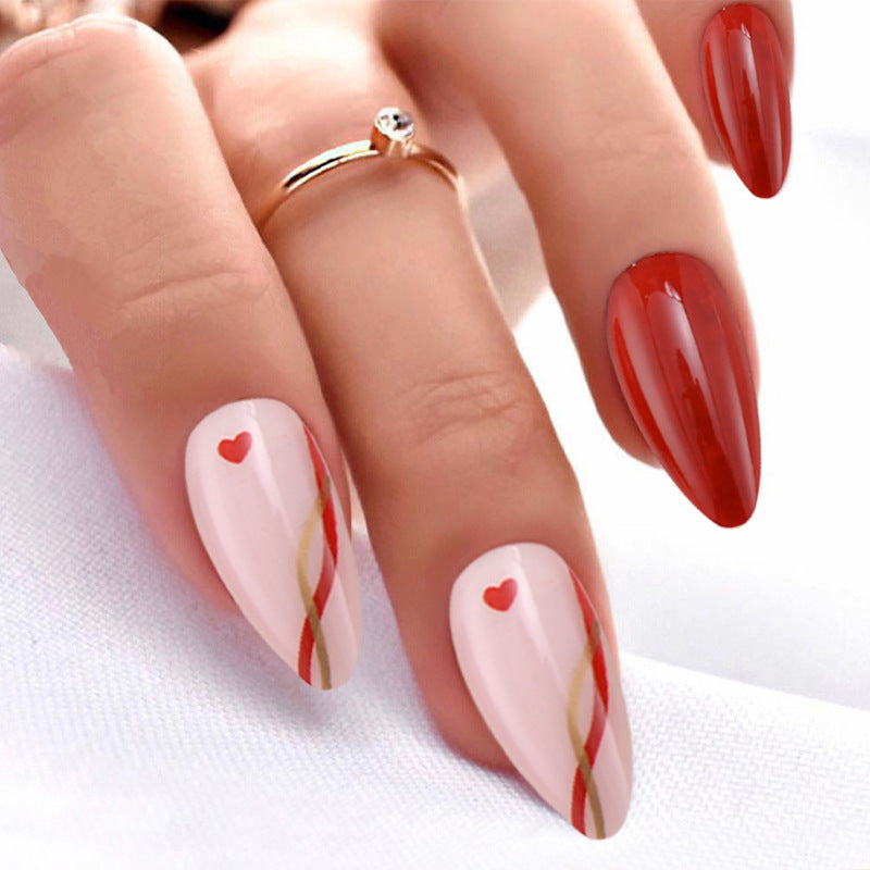 Almond Red heart lines