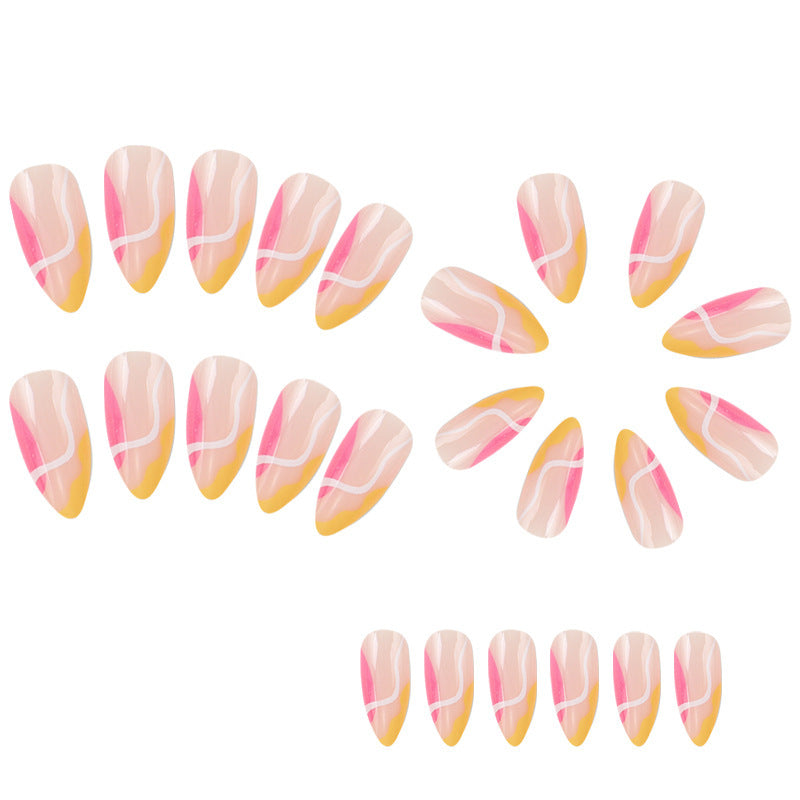 Almond pink&yellow line french