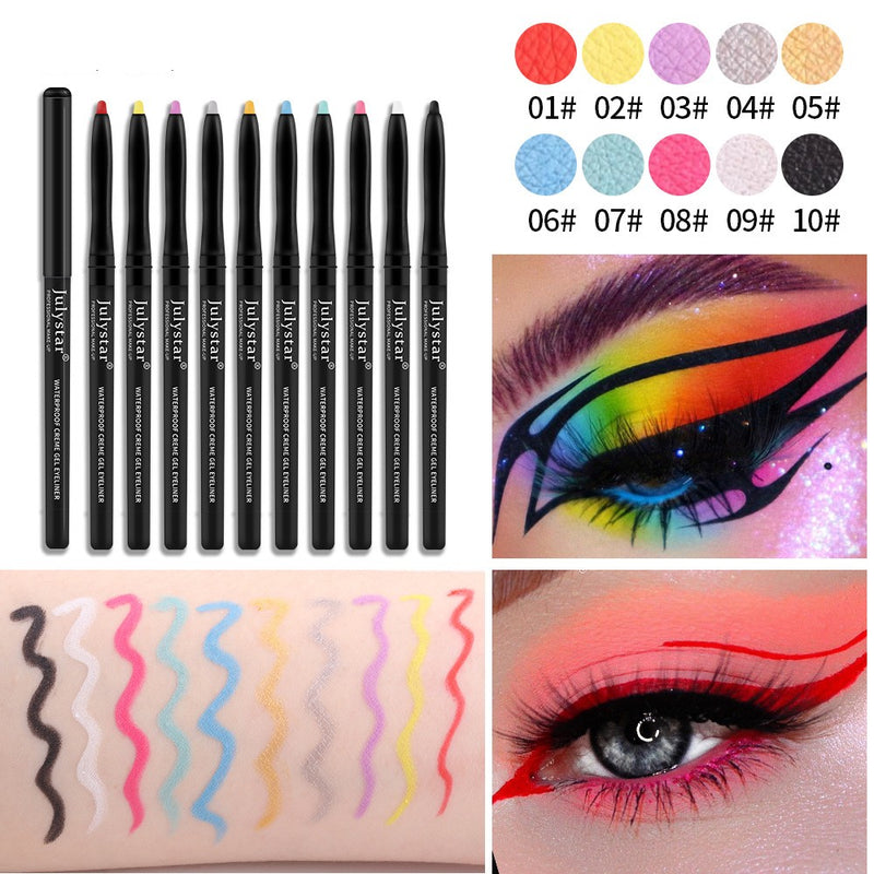 10 colored eyeliner gel pens