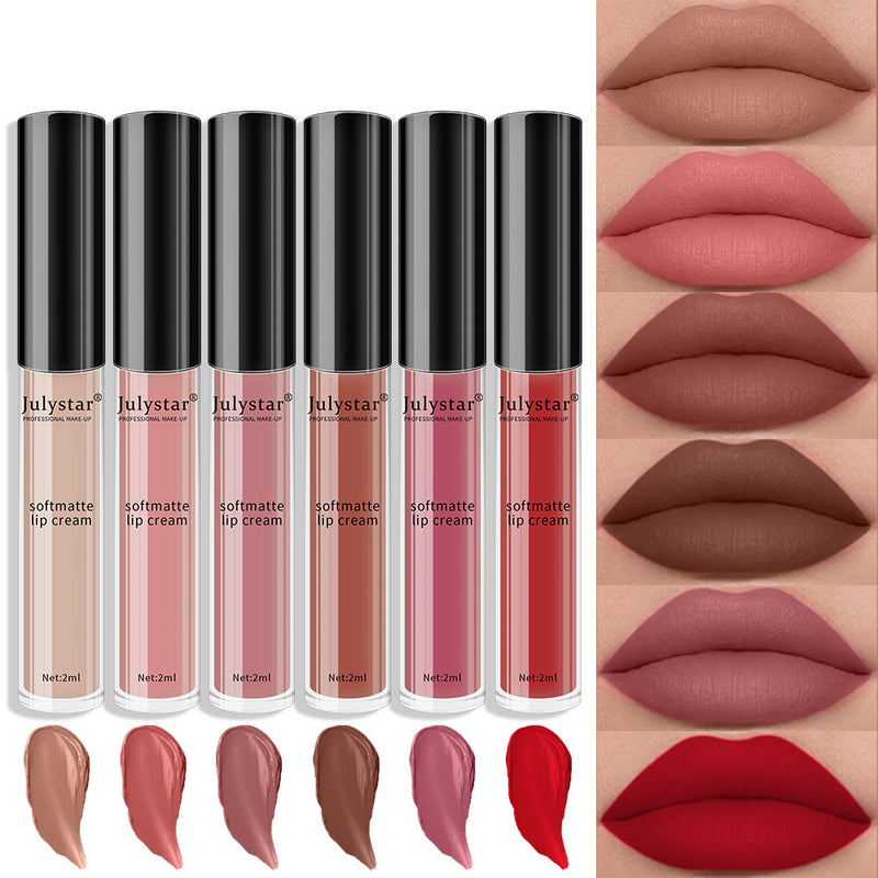 6 color Matte Lip Glaze Lip and Cheek Lipstick Lip Gloss