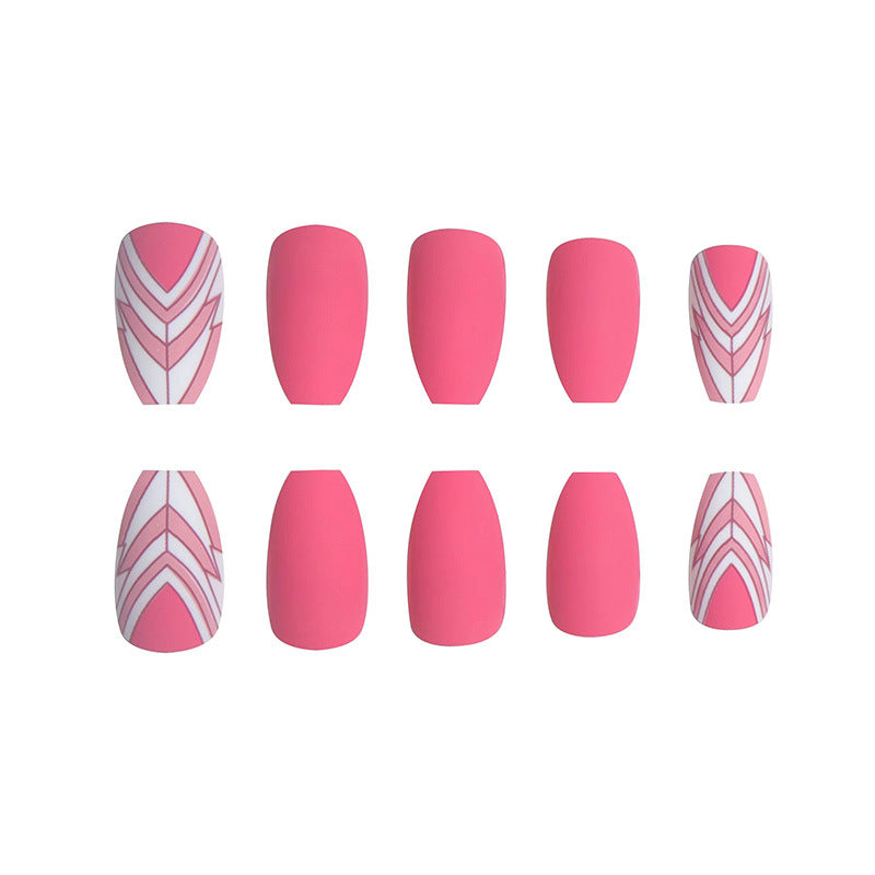 Short coffin Pink symmetrical geometric shapes
