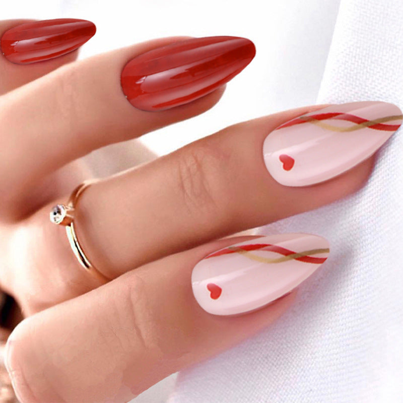 Almond Red heart lines