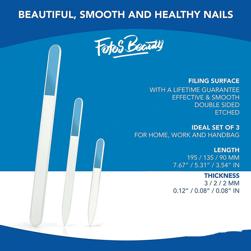 Fofosbeauty Premium Set of 3 Crystal Nail Files in Pouch