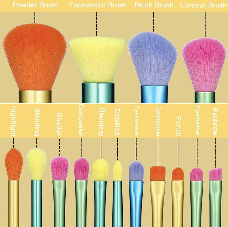 fofosbeauty 15PCS Colorful Makeup Brush Set 15PCS Colorful Makeup Brush Set