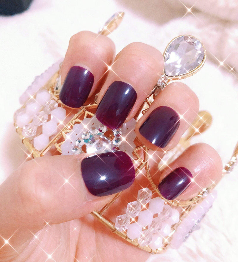 fofosbeauty Dark purple Dark purple (short nails）