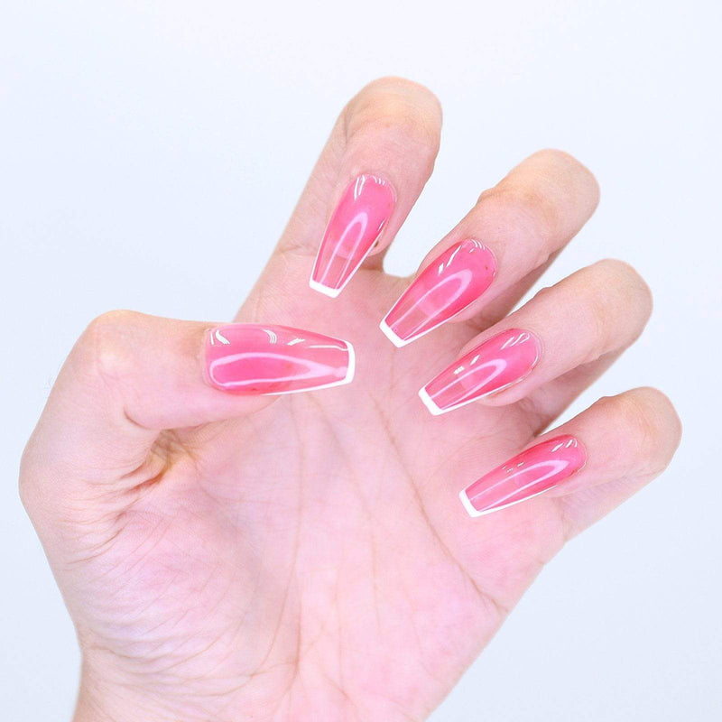 Fofosbeauty 24 pcs Almond Fake Nails Tips, Medium Press on French Nails,  Hot Pink Leopard 
